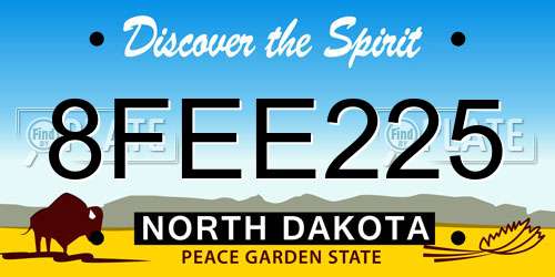 8FEE225 North Dakota License Plate