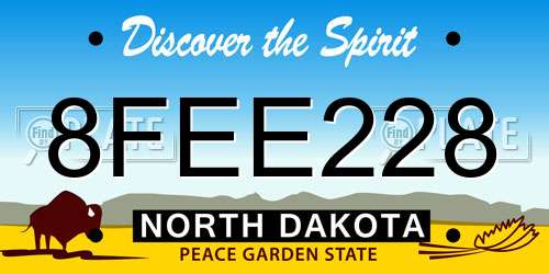 8FEE228 North Dakota License Plate