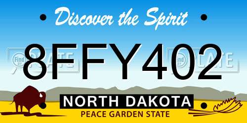 8FFY402 North Dakota License Plate