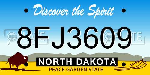 8FJ3609 North Dakota License Plate