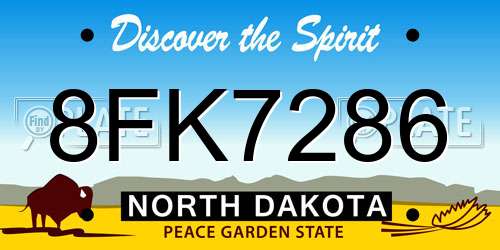 8FK7286 North Dakota License Plate