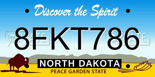 8FKT786 North Dakota License Plate