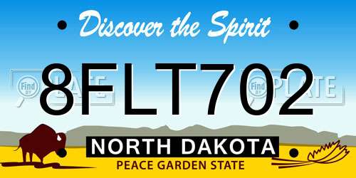 8FLT702 North Dakota License Plate