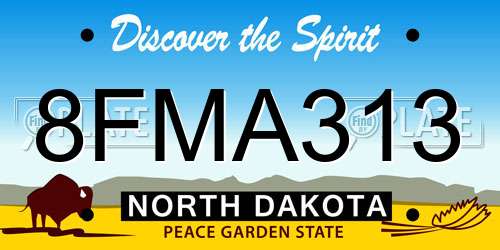8FMA313 North Dakota License Plate
