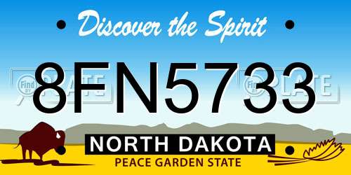 8FN5733 North Dakota License Plate