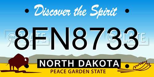 8FN8733 North Dakota License Plate