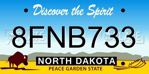 8FNB733 North Dakota License Plate