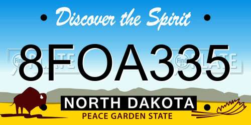 8FOA335 North Dakota License Plate