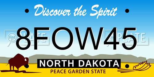 8FOW45 North Dakota License Plate
