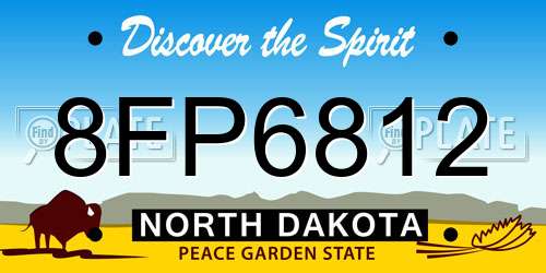 8FP6812 North Dakota License Plate