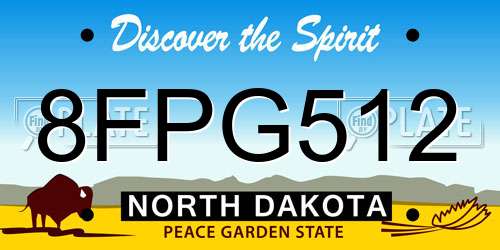 8FPG512 North Dakota License Plate