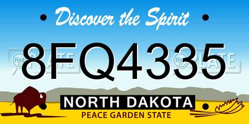 8FQ4335 North Dakota License Plate