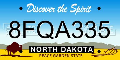 8FQA335 North Dakota License Plate
