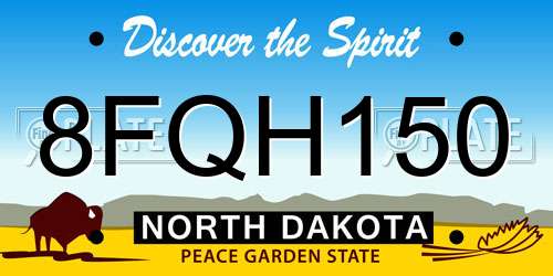 8FQH150 North Dakota License Plate