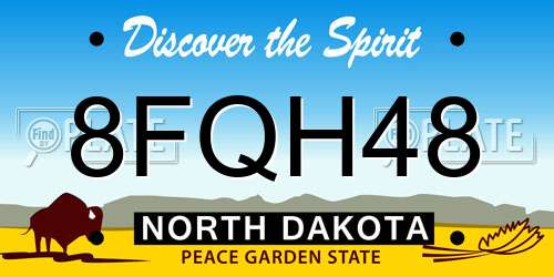 8FQH48 North Dakota License Plate