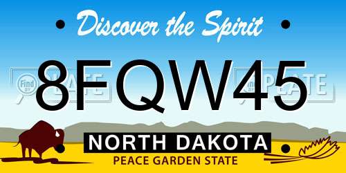 8FQW45 North Dakota License Plate