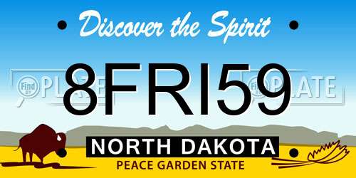 8FRI59 North Dakota License Plate