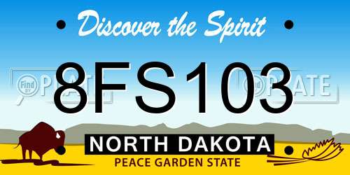 8FS103 North Dakota License Plate