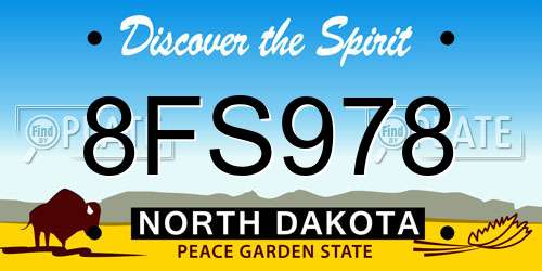 8FS978 North Dakota License Plate