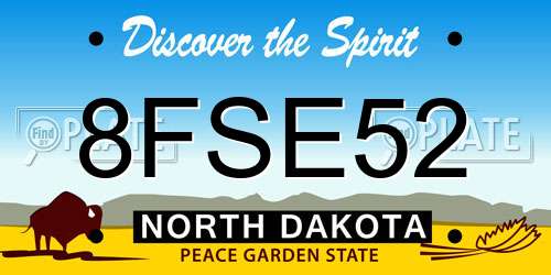 8FSE52 North Dakota License Plate