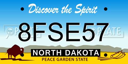 8FSE57 North Dakota License Plate