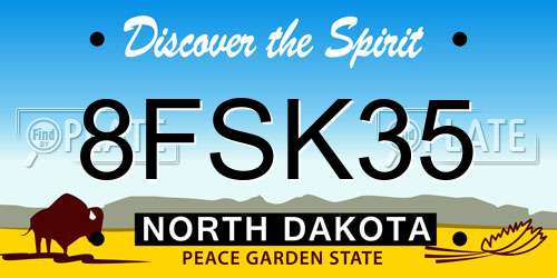 8FSK35 North Dakota License Plate