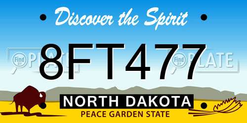 8FT477 North Dakota License Plate