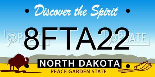 8FTA22 North Dakota License Plate