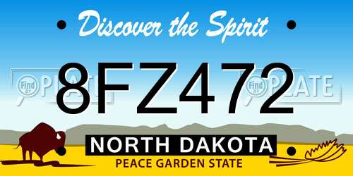 8FZ472 North Dakota License Plate