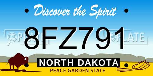 8FZ791 North Dakota License Plate