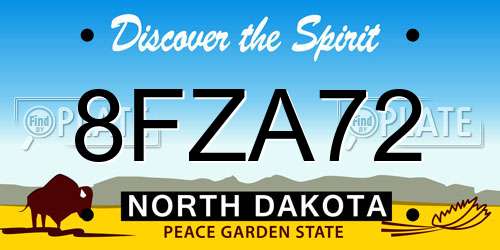 8FZA72 North Dakota License Plate