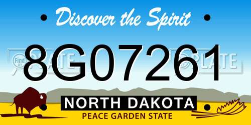 8G07261 North Dakota License Plate