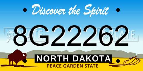 8G22262 North Dakota License Plate