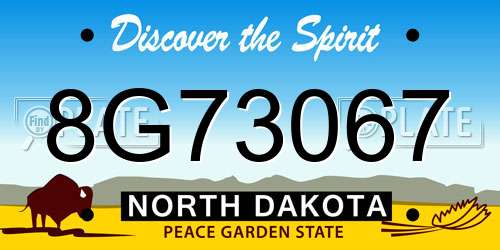 8G73067 North Dakota License Plate