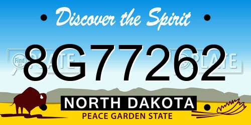 8G77262 North Dakota License Plate