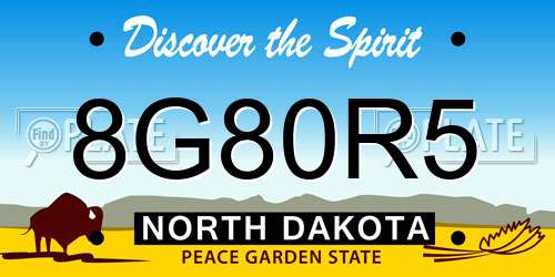 8G80R5 North Dakota License Plate