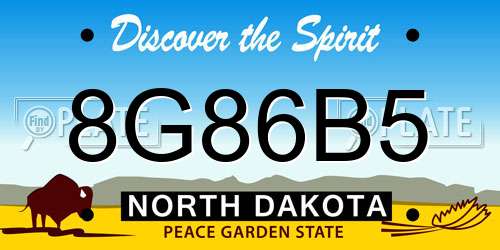 8G86B5 North Dakota License Plate