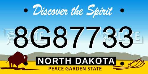 8G87733 North Dakota License Plate