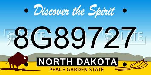 8G89727 North Dakota License Plate