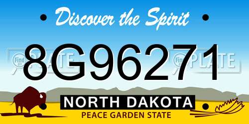 8G96271 North Dakota License Plate