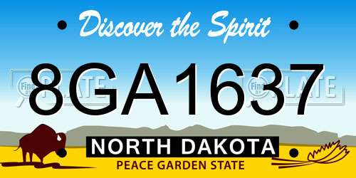 8GA1637 North Dakota License Plate