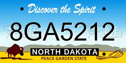 8GA5212 North Dakota License Plate