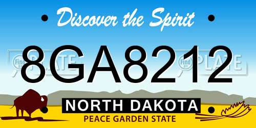 8GA8212 North Dakota License Plate