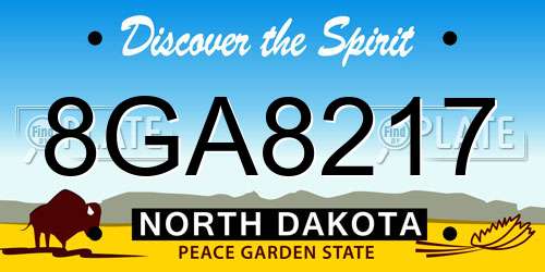 8GA8217 North Dakota License Plate