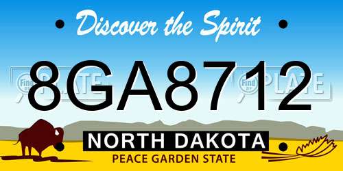 8GA8712 North Dakota License Plate