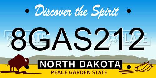 8GAS212 North Dakota License Plate
