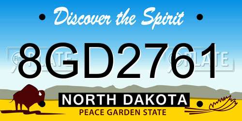 8GD2761 North Dakota License Plate