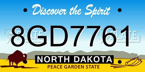 8GD7761 North Dakota License Plate