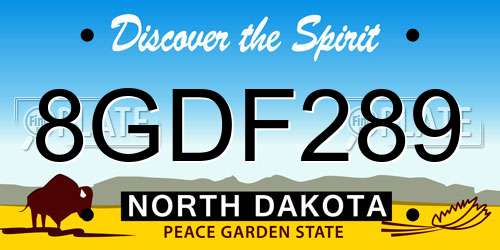 8GDF289 North Dakota License Plate
