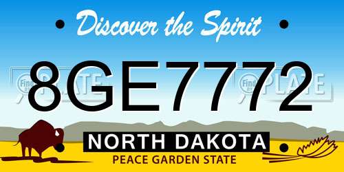 8GE7772 North Dakota License Plate